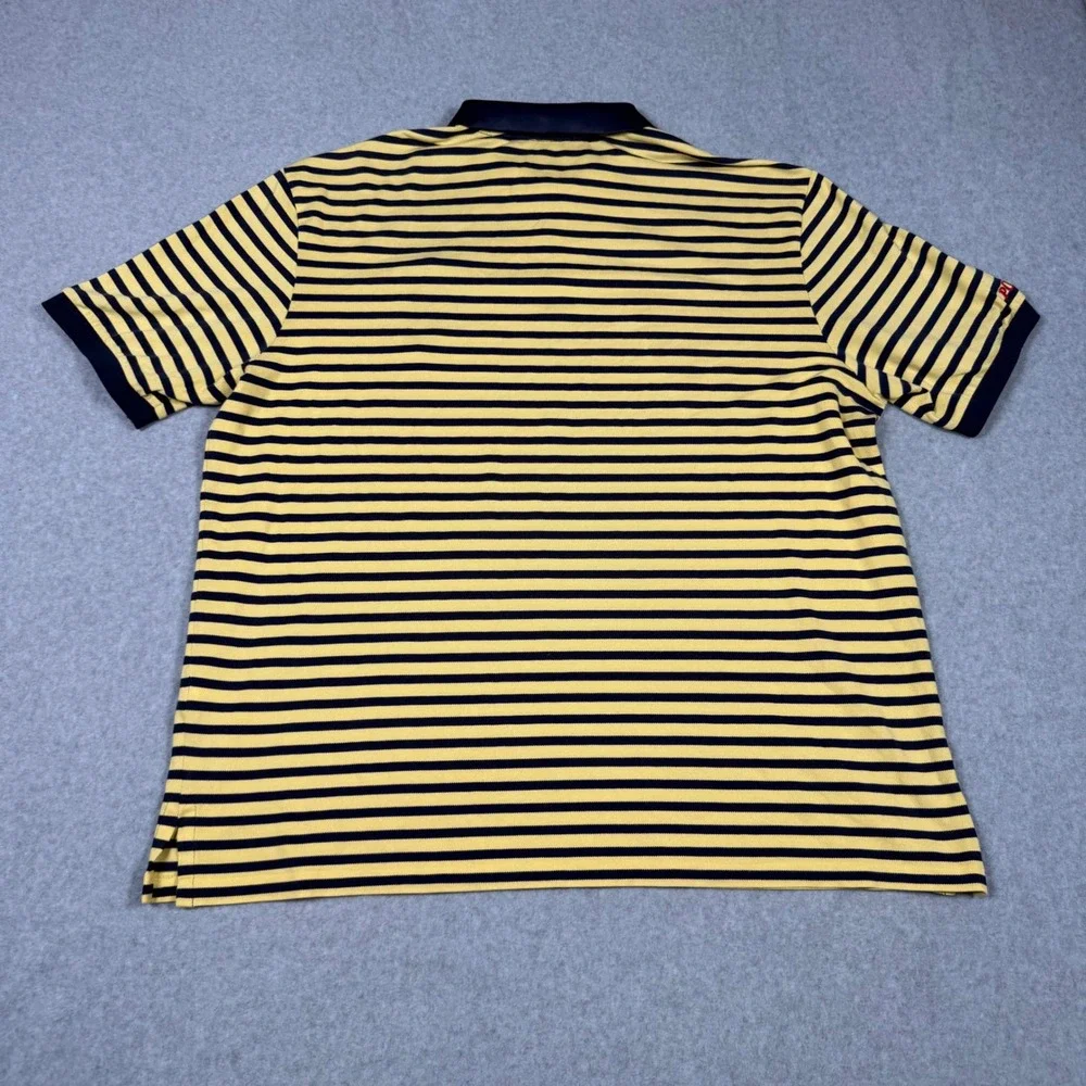 Polo Golf Ralph Lauren Performance Big Pony Striped Polo Shirt Yellow Navy XXL